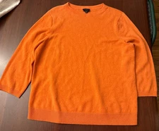 Talbots Pure Cashmere sweater Women’s XL Burnt Orange 3/4  Sleeve Cozy Luxury 