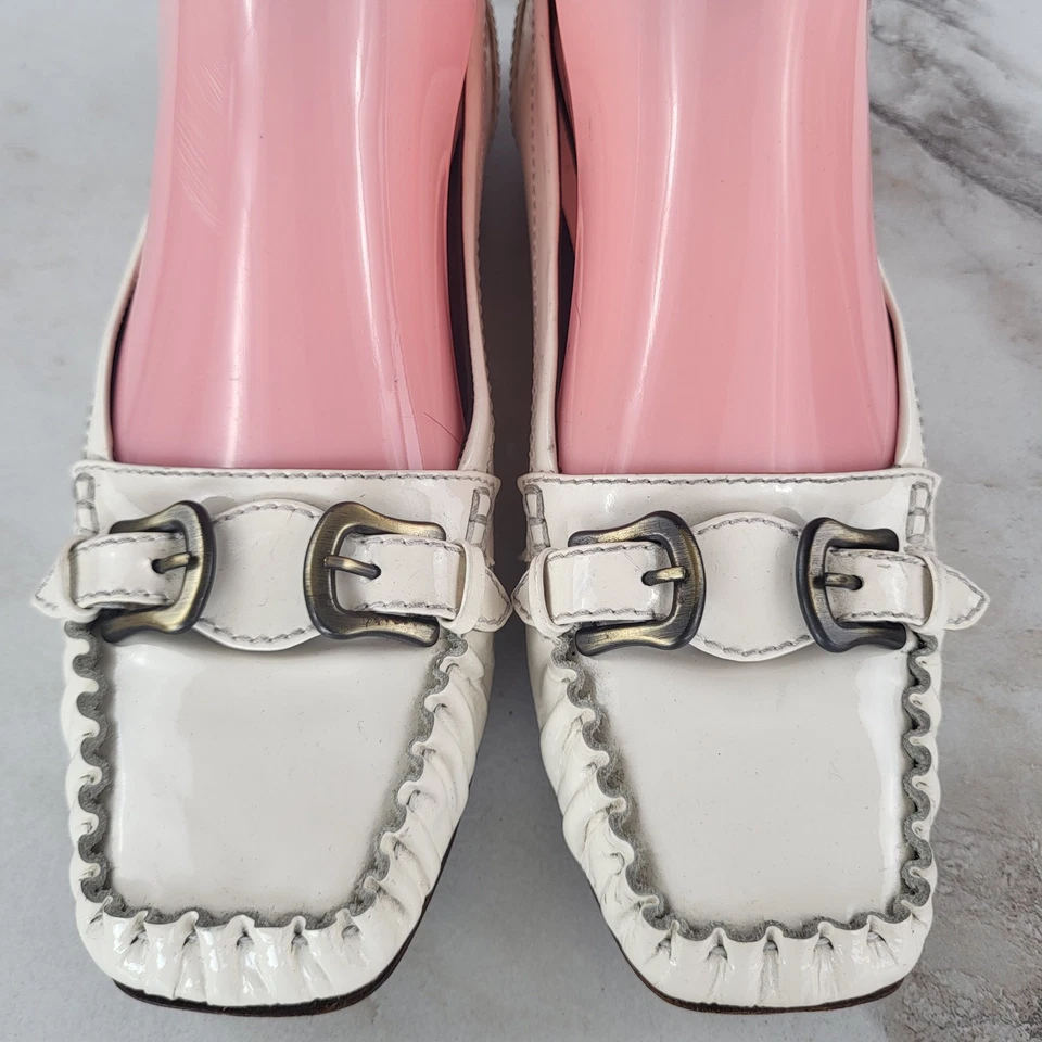 Zapatos Fendi Mujer Talla 37.5 Charol Mocasines Hebilla Hechos en Italia Pisos Foto 4 de 4