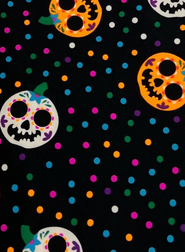 LuLaRoe Leggings TC2 Tall Curvy 2 Rare NEON Sugar Skull PUMPKIN DOT Halloween - Image 2 of 4