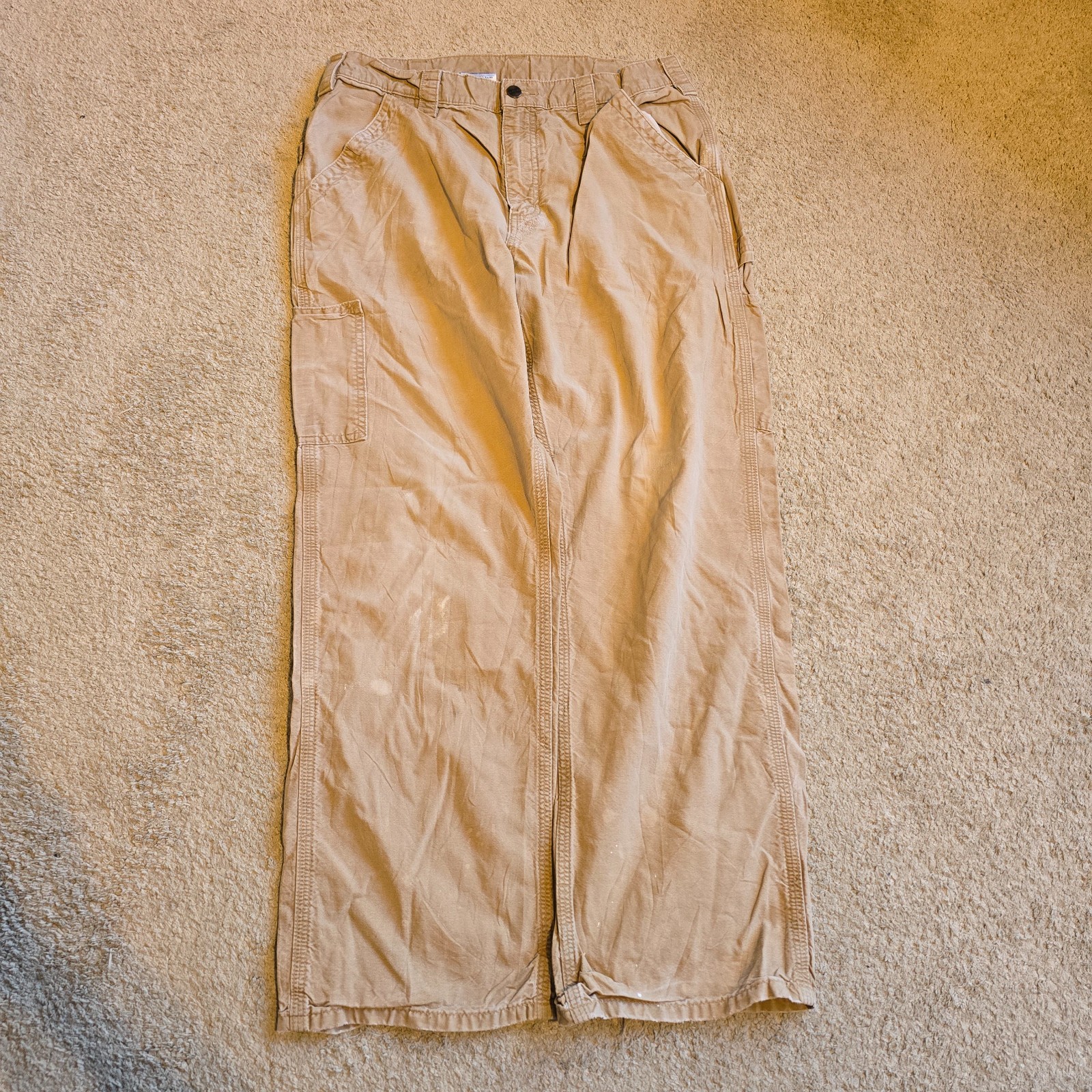 Carhartt Men's 33 x 30 Pants Brown Carpenter Loose Work Dungaree Fit B151 DKH image 5