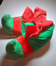 Elf Christmas Slippers Unisex Adults XL Slip-On Velour Closed Toe Red/Green