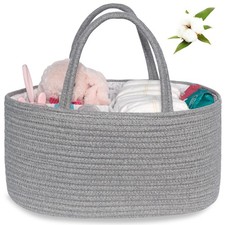 Diaper Caddy Organizer, Rustic Boho Cotton Rope Nursery Baby Basket, Changing...