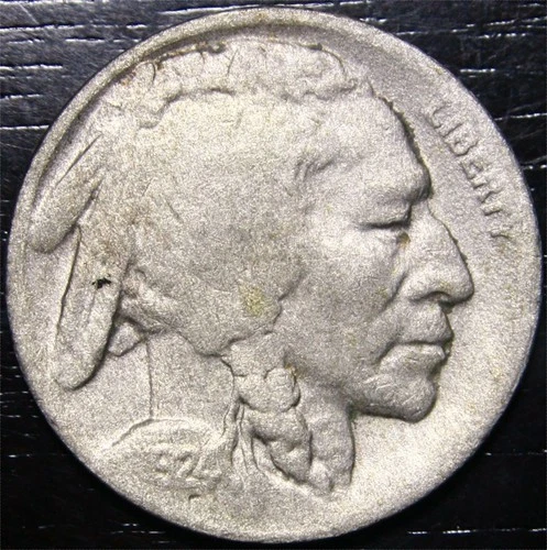 1924 D Buffalo Nickel 5c US Coin Denver Mint "Restored"