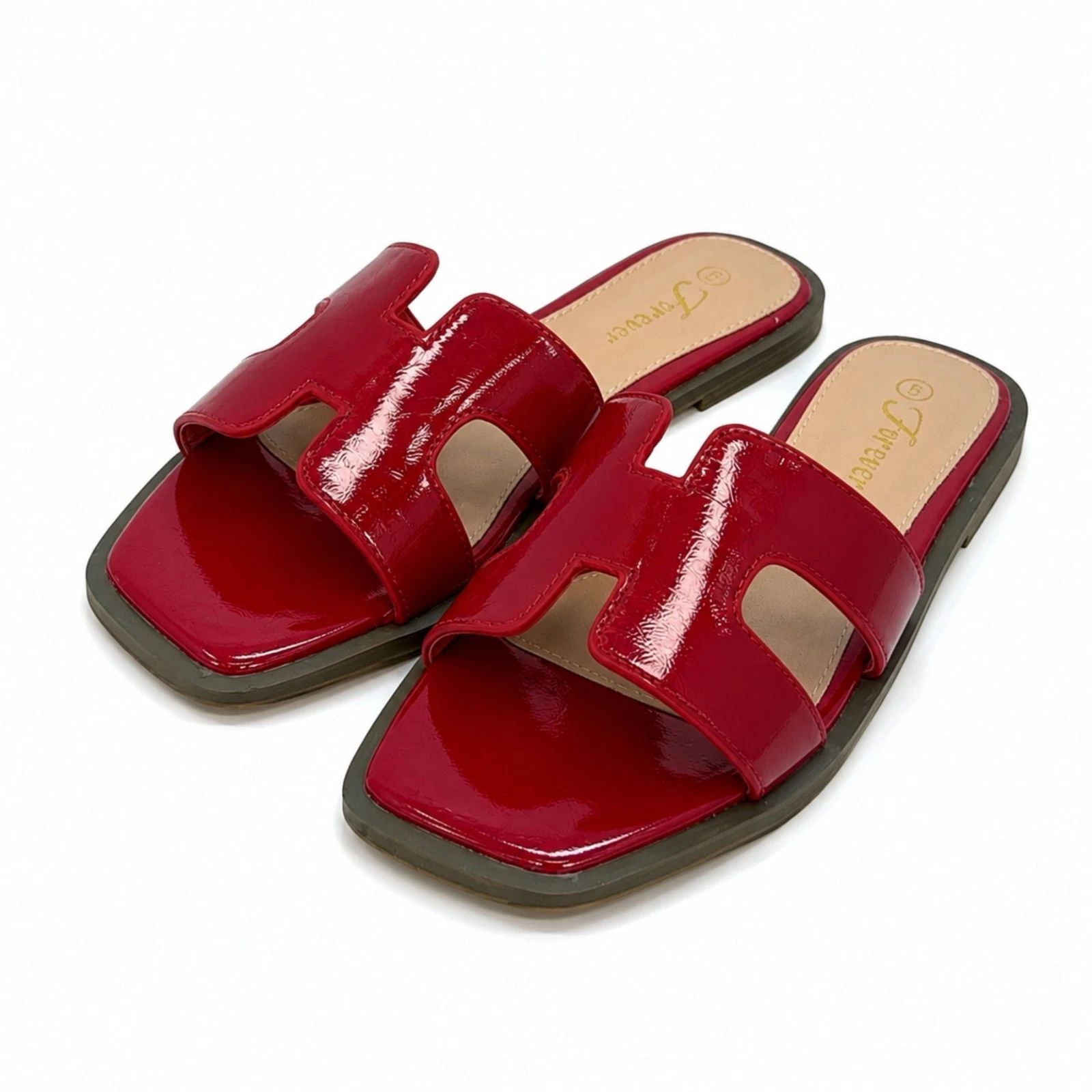 Women's BOLD-23 Patent Sandals | Fashion Glossy Summer Sandals | Red
