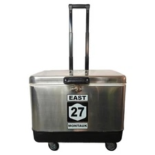 Outdoor Portable Stainless Steel 54Qt Telescopic Handle Cooler Box with Wheels