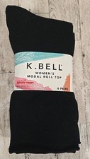 K. Bell Socks Shoe 5.5-10 Black Modal Roll Top 6 Pair Soft Breathable NEW