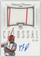 Maikel Franco 2015 Panini National Treasures Colossal RC Auto /99 Jersey #7