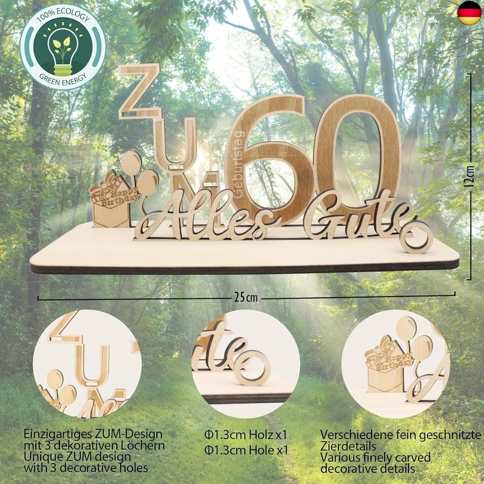 Sugeru Geldgeschenke Geburtstag Zum 60 | 25x13x12cm | Geburtstag Frauen Mann | - Bild 2 von 4
