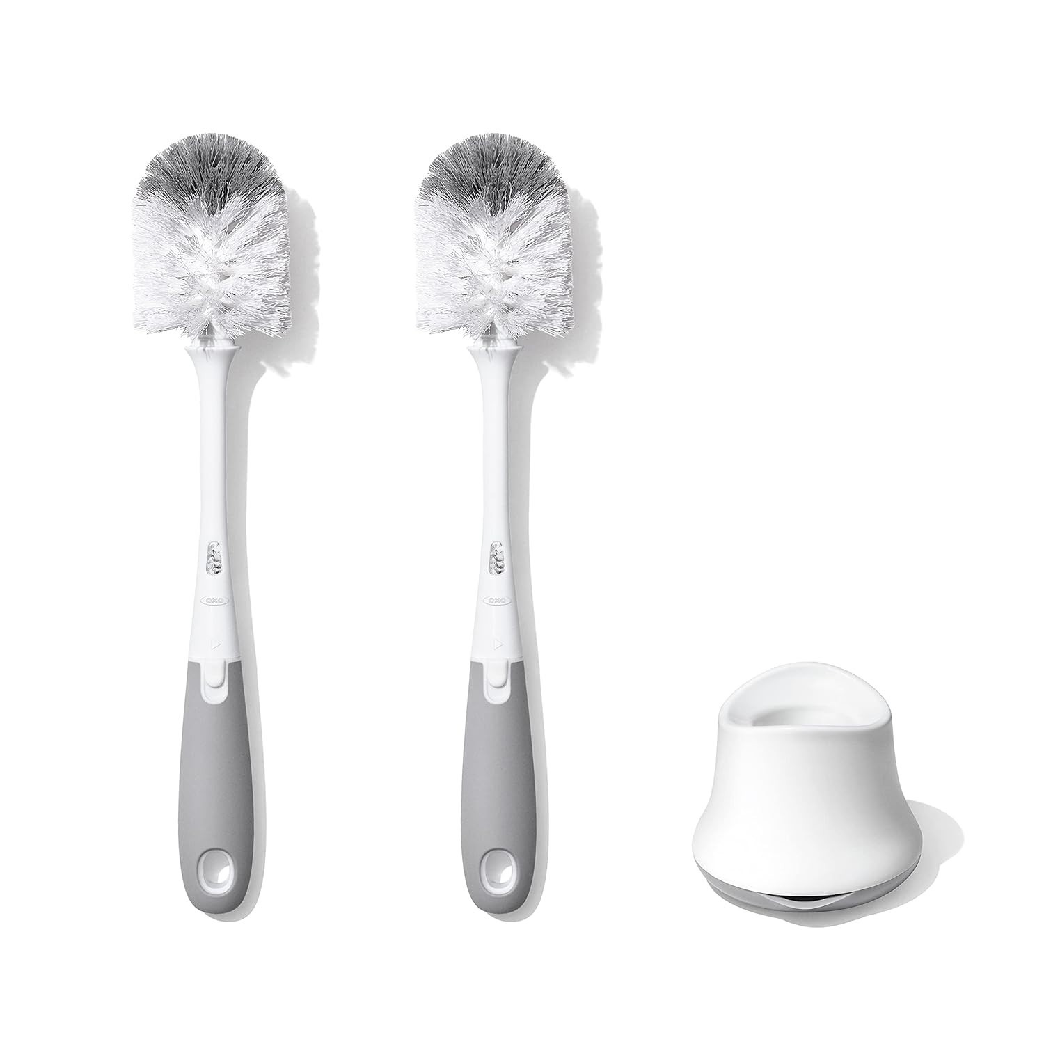 Tot Bottle Brush with Nipple Cleaner and Stand &ndash; Gray, 2-Pack