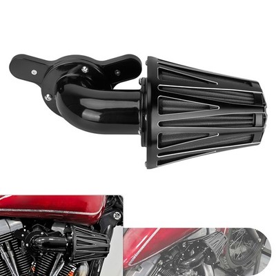 Aluminum Cone Air Cleaner Filter Gray Intake For Harley Softail 00-15 Dyna 00-17