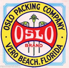 Vero Beach Florida Oslo Orange Citrus Fruit Crate Label Art Print
