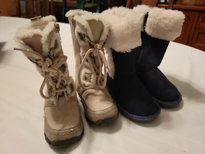 Toddler Girls Boots Size 6/7 Blue Tan Nine West Winter