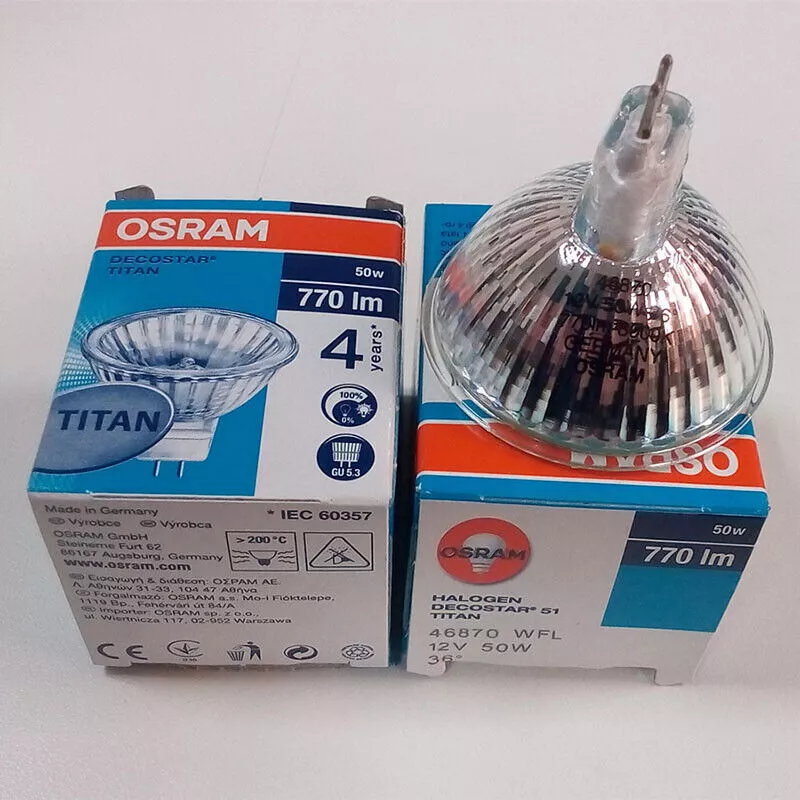 OSRAM 46870WFL Spotlight 36° 12V50W Display Lamp With Glass Cover MR16 Light Cup - Image 3 of 4