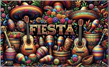 New Vibrant Colors Mexican Fiesta Party Decoration Fiesta Fabric Banner 71x43  