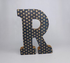 Farmhouse Decor Rustic Wooden Letter R Wood Shelf Sitter 8 x 6 x 1.25 inches