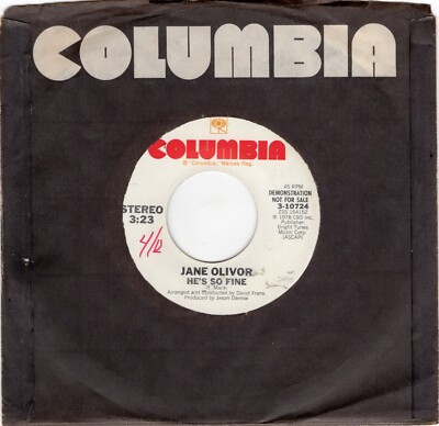 Jane Olivor   He's So Fine 1978 Columbia Promo Pop Vocal VG+