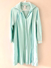 Vanity Fair Robe Velour Light Blue Pockets Snap Bathrobe Housecoat Women's Sz M