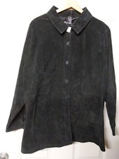 Nwt Ladies Dialogue Black Suede Leather Jacket Size 1x