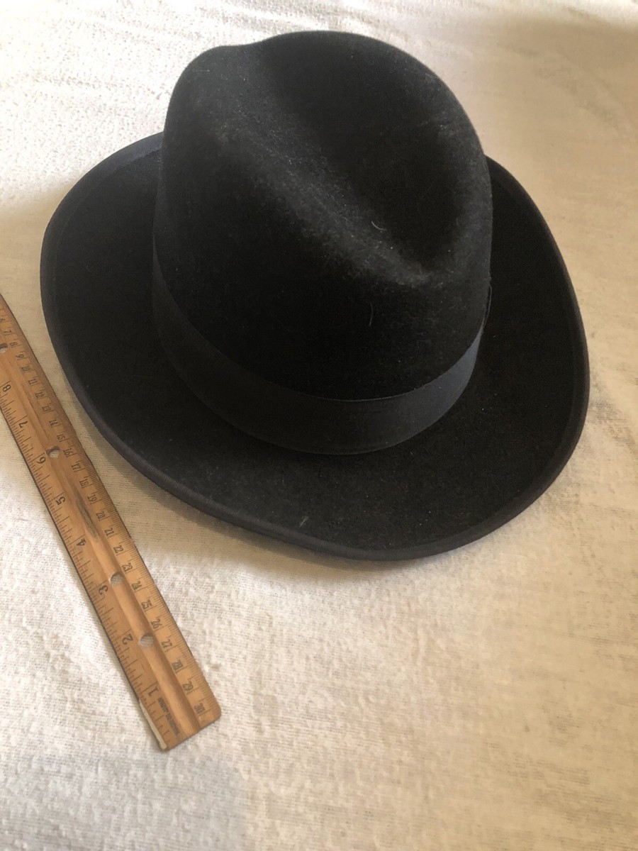 VINTAGE BAILEY FEDORA BLACK HAT BOLLMAN CO 100% WOOL LARGE  display picture 1