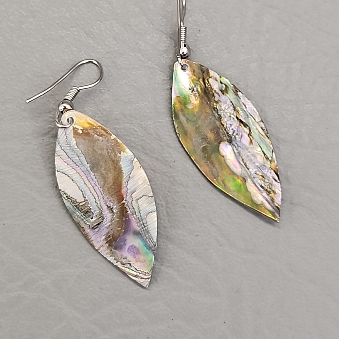 Abalone Pierced Earrings Dangle Shell Marquise Sh… - image 10