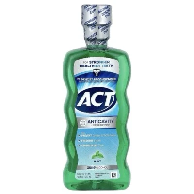1 x ACT Anticavity Fluoride Mouthwash, Mint, DENTED BOTTLE, 18 fl Oz (532ml)