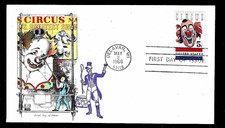 1309 5c Stamp (1966) GREAT CIRCUS CLOWN LOU JACOBS FDC - THE OVERSEAS MAILER !!