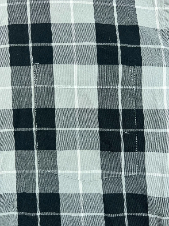 MERONA Mens Large Shirt Plaid Button Down Black Gray Long Sleeve 100% Cotton - Image 3 of 4