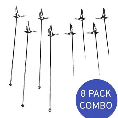 GREY GOOSE (BACARDI USA) 8PK Grey Goose Vodka Stainless Steel 4 Olive Picks 4 Stir Rods Swizzle Sticks
