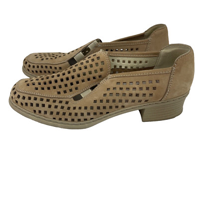 Rieker Womens Antistress Loafers Shoes Size 5.5 Slip On Suede Laser Cut Out