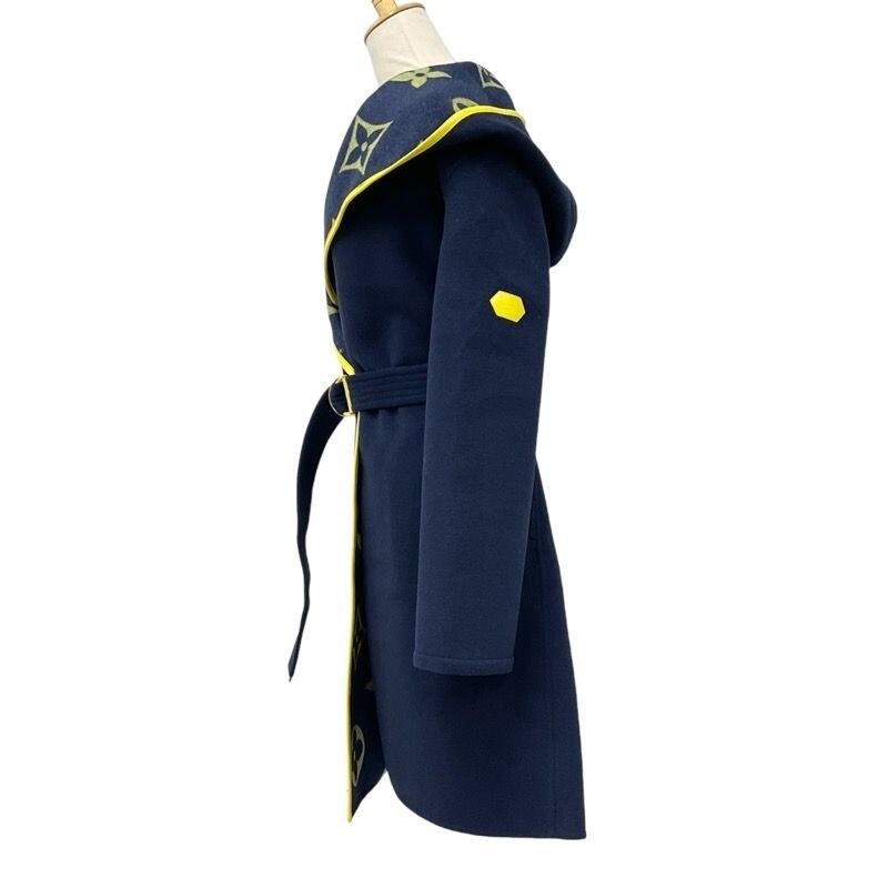 Louis Vuitton コート ネイビー　モノグラム Louis Vuitton Monogram Navy Yellow Double Face Hooded Wrap