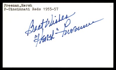 Hersch Freeman Baseball Signed Index Card Auto Autograph (no COA) *e1