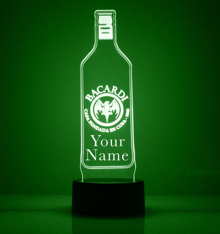 Letrero de luz LED Bacardí, con control remoto, lámpara de barra/mancava grabada Foto 4 de 4