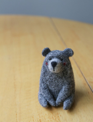 Handmade Bear Toy by Stowawaystoys - Needle Felted Wool Sculpture Art Toy (OOAK)