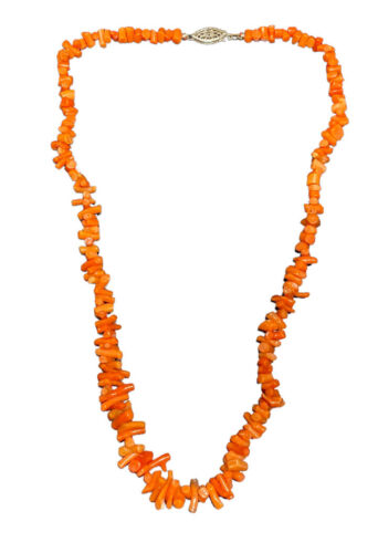 Coral Chip Necklace  Natural Orange Chip Necklace 