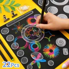 22pcs Spirograph Ruler Set Geometric Ruler Mathematical Roulette Drawing Tools