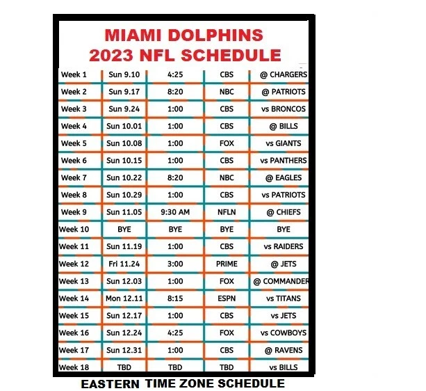 miami dolphins schedule