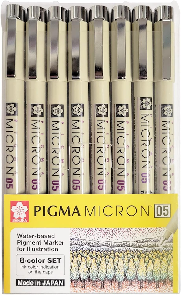 Micron Pen Set 05 (.45Mm) Micron Pen, 8 Count Micron Pens, Assorted Colors Drawi