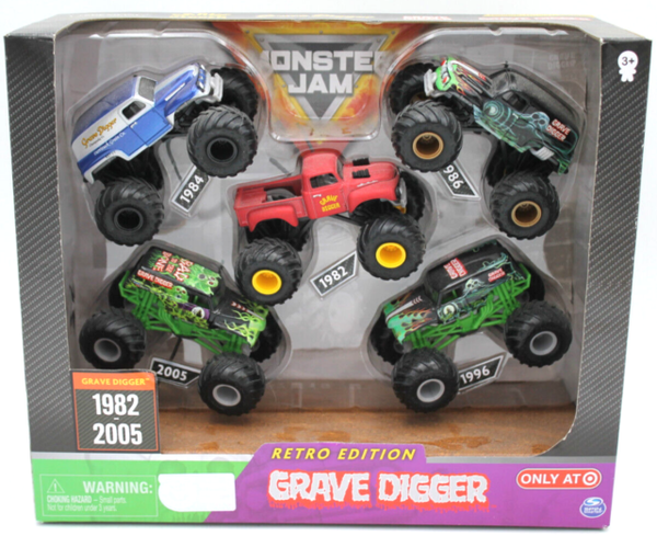 Monster Jam Retro Edition Grave Digger Evolution 5 Trucks 1982-2005 Toy ...