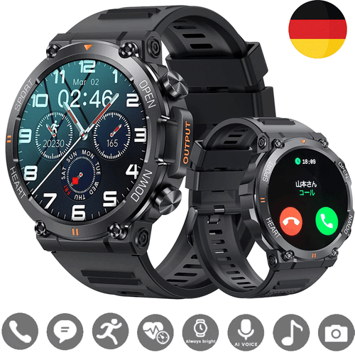 Für Xiaomi Android Smartwatch Herren Taktisch Militär Bluetooth Anruf Blutdruck- - Zdjęcie 2 z 22