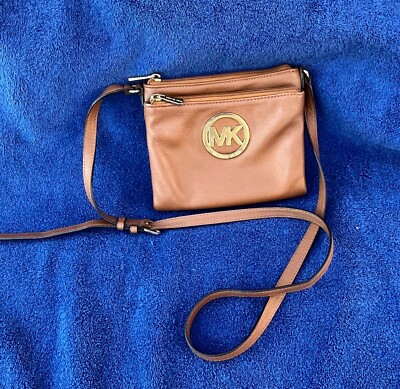 AUTHENTIC MICHAEL KORS Brown Pebbled Leather Small Fulton Crossbody Bag