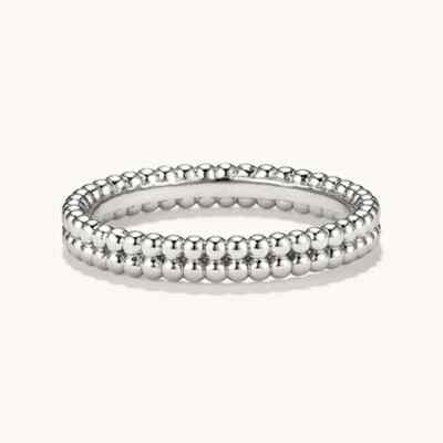 silver ring double loop beaded fashion jewlery women wedding elegant fancy