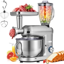 3in1 6Qt Food Stand Mixer 650W 6-Speed Meat Grinder Juice Blender ETL Certified