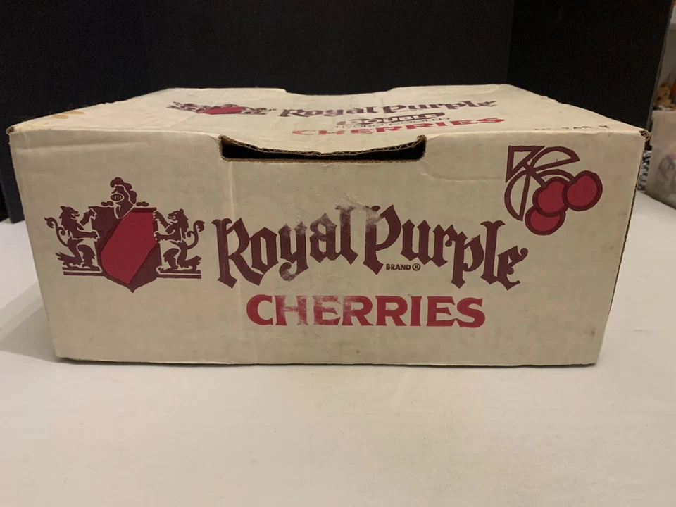 Vintage 1970's Royal Purple Cherries Fruit Shipping Cardboard Box - Image 2 of 4