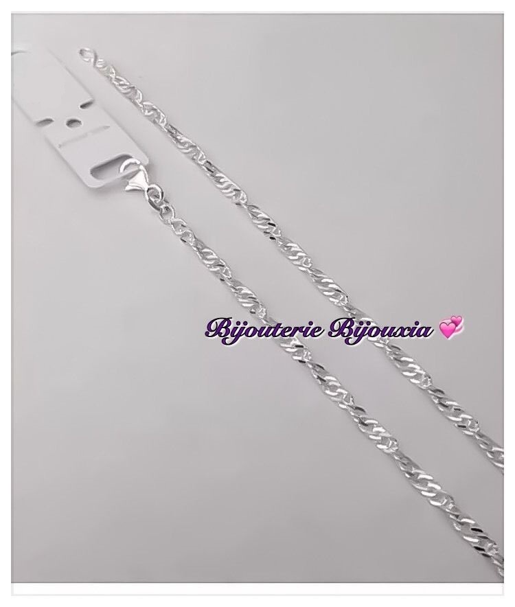 Bracelet Maille Singapour Argent Massif 925/000 - Bijouxia - Neuf Avec étiquettes
