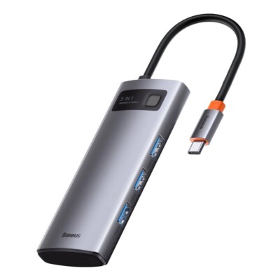 Baseus 5-in-1 USB-C Hub 100W Power Delivery HDMI 4K 3x USB 3.2 Grau