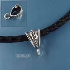 Large Antiqued Sterling Silver Pendant Bail Connector Dots w/Open Loop #33386