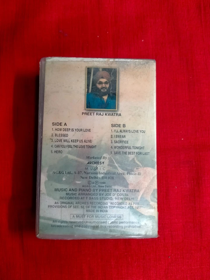 Archies Listen To My Heart 3  Clamshell RARE orig CASSETTE TAPE INDIA indian - Image 3 of 4