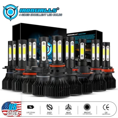 4-Side LED Headlight Fog Light H11 9006 H4 H7 9005 9004 9007 880 H13 5202 Canbus