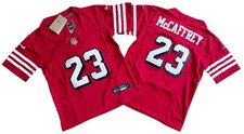 YOUTH Christian McCaffrey 23 49ers FUSE Scarlet Alt Sewn Stitched Jersey.