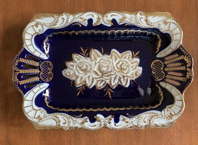 HAAS & CZJZEK HANDMADE FINE PORCELAIN ORIGINAL COBALT 24 K GOLD PLATE